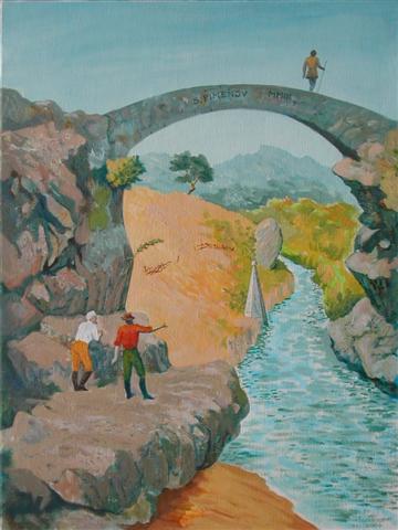 Landscape with a Bridge Becoming the Portrait of a Young Lady